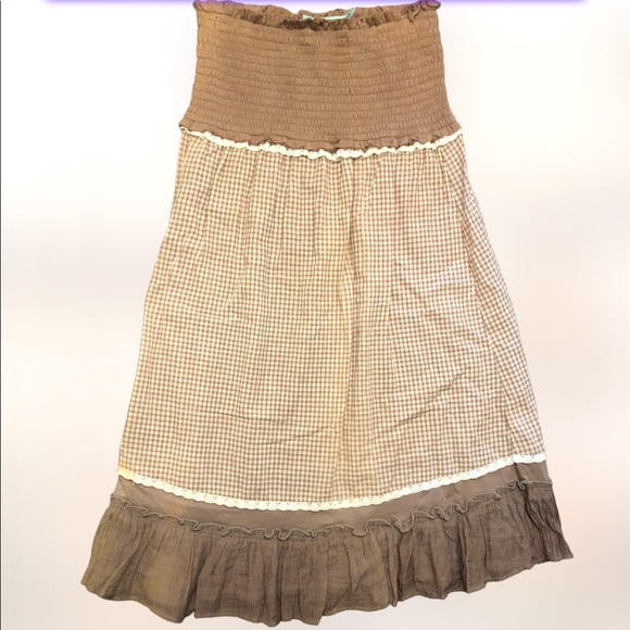 NWOT Maurices Super Cute Summer Strapless Gingham & Lace Ruffle Detailed Dress - Picture 1 of 7